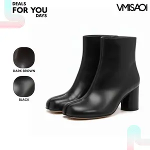 Ankle Boots For Women Tabi Boot Split Toe Chunky Block High Heel Side Zipper Fashion Retro Chic Party Date Festival Dress Concert Tabi Short Trendy Booties Deals For You Days