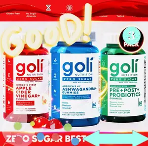 Goli Zero Sugar 3 Pack Gummies Bundle | Apple Cider Vinegar, Ashwagandha, Pre+Post Probiotics, Gut Digestion