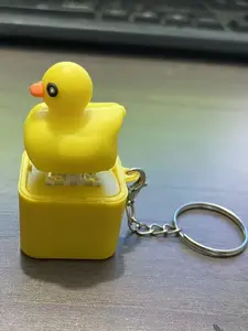 Duck Shaped Keychain with Sound Button, Rechargeable Stress Relief Toy, Light-Up Duck Keychain, Creative Office Toy Gift