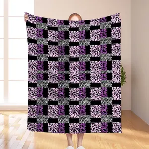 Leopard print decorative flannel blanket, Soft fluffy blanket - warm, lunch break, small cover, machine washable, perfect for all seasons, outdoor camping, office, pets, Halloween Christmas gifts