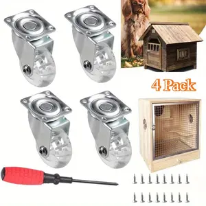 4 Pack Swivel Caster Wheels for Furniture,2 Inch Heavy Duty Castor Wheels,Crystal Clear Polyurethane Rolling Castors with 360 Degree Plate for Cabinet,Ottoman,Bench (500 Lbs,Screws Included)