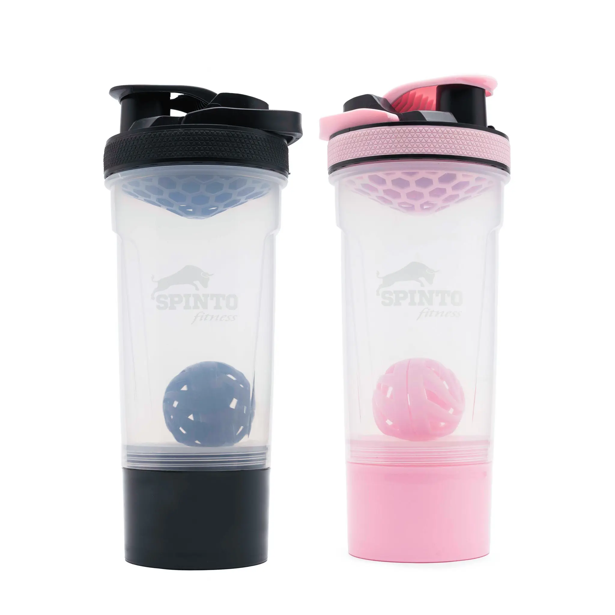 SPINTO FITNESS Shaker Bottle, 700ML Portable & Leakproof Sports Tumbler with Mixing Ball, BPA-Free Flip Lid for Gym Hydration, Black & Pink, Leakproof Water Bottle, Hydration Bff