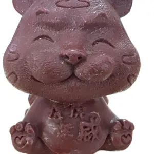 Cinnabar Teddy Bear Crystal/Stone for Home Office Store Decor - Symbol of Inner Strength & Transformation - Spiritual Meaning of Cinnabar & Bear Spirit Animal rock Standing Ornaments