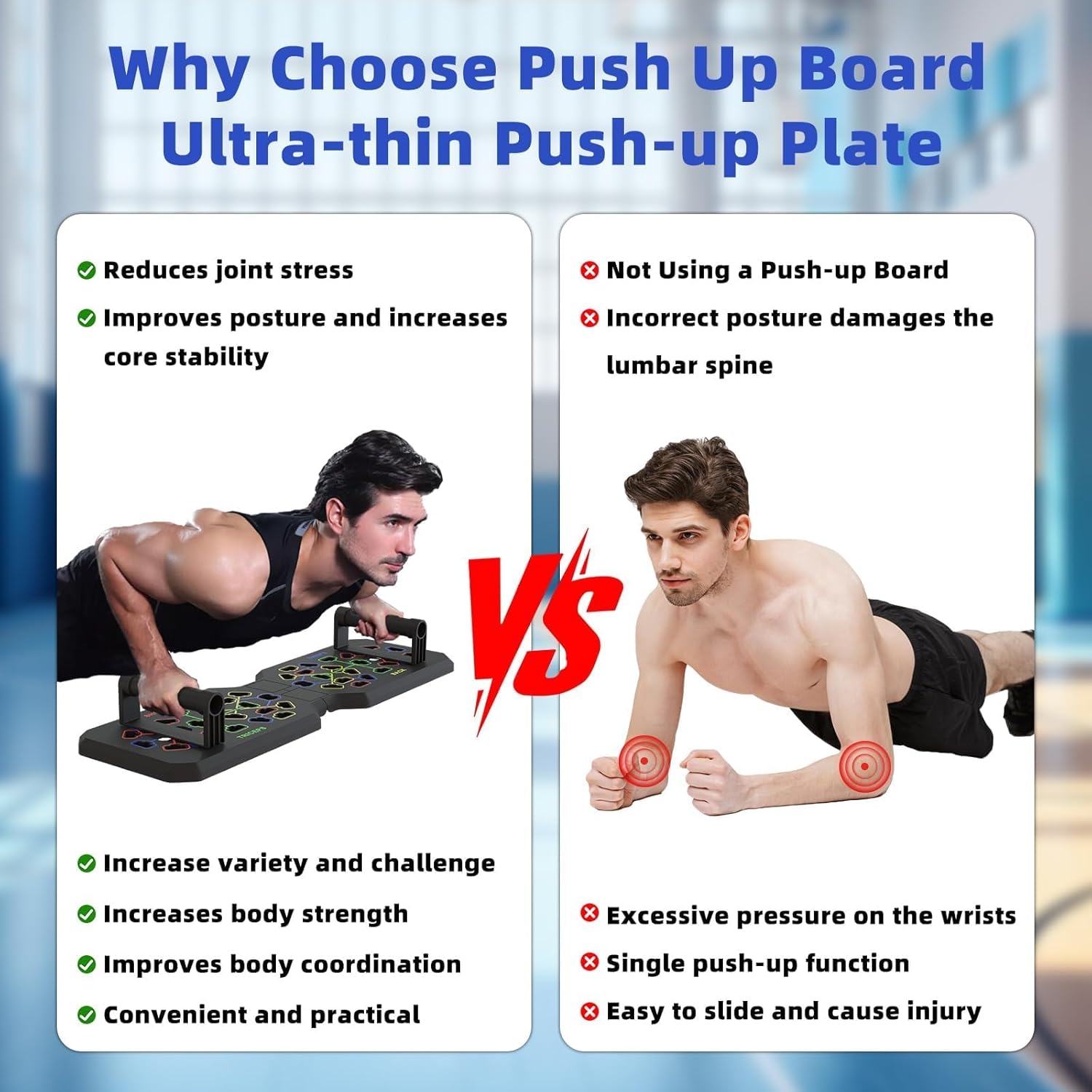 Multifunctional Portable Push Up Board Home Gym Equipment - Anti-Slip Bottom, Compact Easy-Storage Set with Resistance Bands for Chest Workout, Efficient Upper Body Core Training, Multifunctional Workout Station