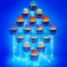Acrylic Round Cupcake Serving Tower - 16-Capacity, LED Lights-Equipped Tiered Display, Waterproof Secure Novelty Cake Stand for Parties, Wedding Dessert Tables (Home & Festive Party Supplies with LED Effects)