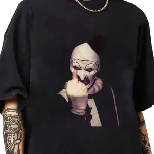 Terrifier Art the Clown Shirt - Terrifier Middle Finger Grunge Halloween Shirt – Dark Meme Bootleg Horror Tee 5