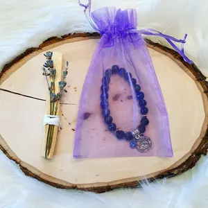 Pisces Bracelet Gift Set Zodiac Sign Lapis Lazuli Bracelet with Lava Stones for Essential Oils, Palo Santo Stick & Lavender Bundle