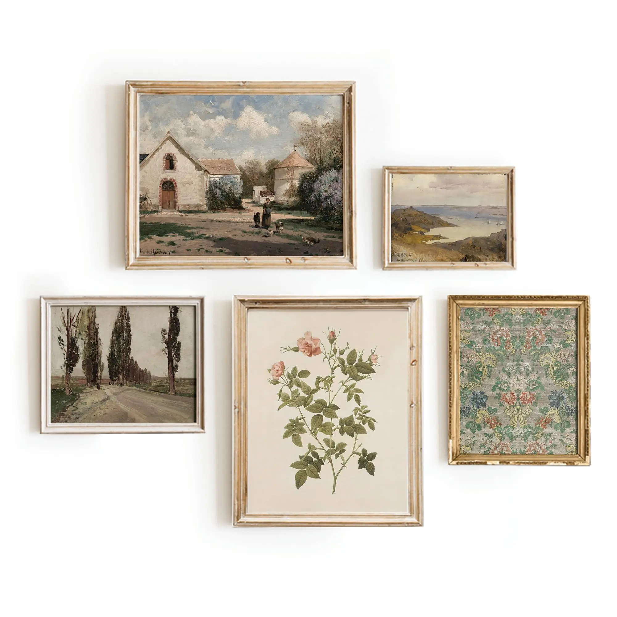 Vintage Flower Wall Art - French Country Artwork, Vintage Prints For Wall Decor, Vintage French Kitchen Decor, French Country Artwork, Vintage Art Prints, French Country Decor Set 5(UNFRAMED)