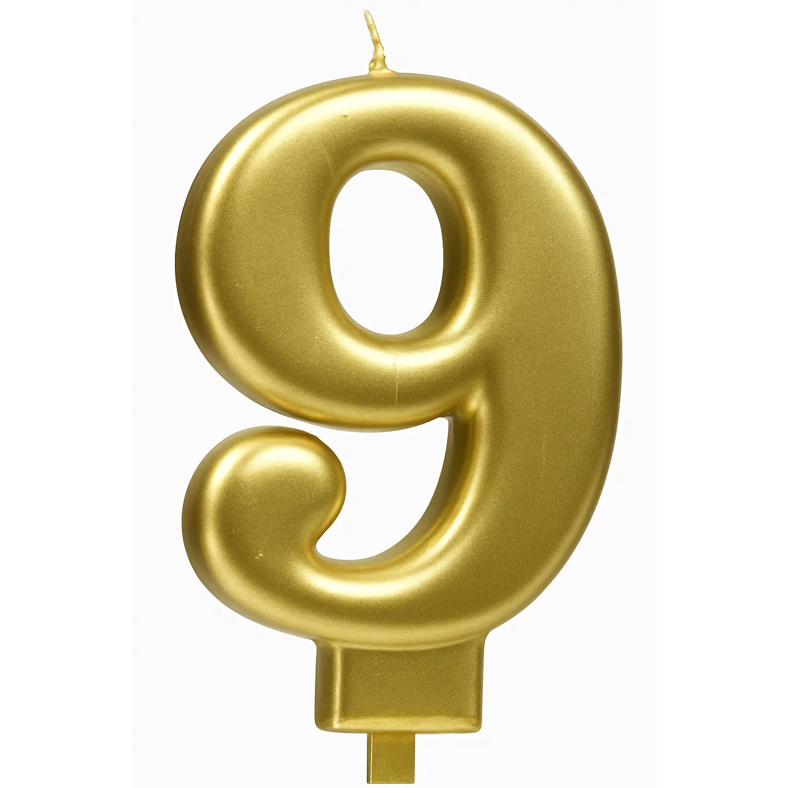 Metallic Gold Number 9 Candle