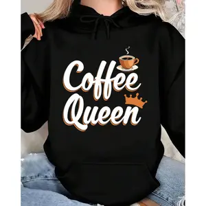 Funny Coffee Queen Hoodie – 100% Caffeine Addict Long Sleeve Sweatshirt