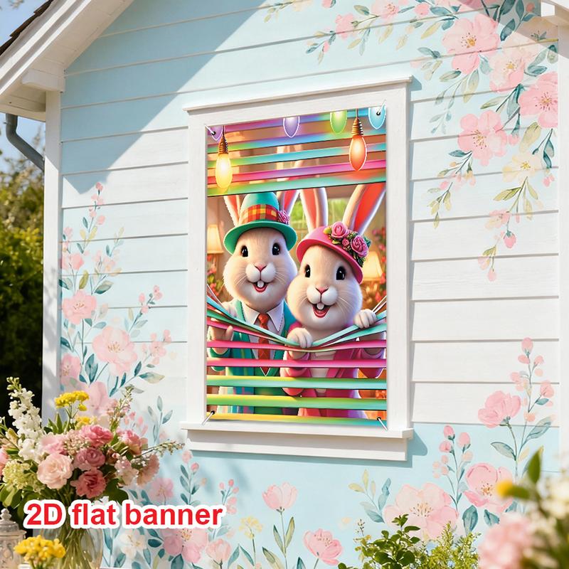 1pc, Easter Decorative Window and Door Cover - Happy Easter Decorative Flag, suitable for indoor/outdoor Spring Easter holiday decoration, for home, garden and courtyard