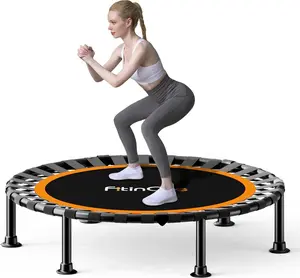 40"/48" Foldable Mini Trampoline Load 330lbs, Portable Exercise Rebounder with Durable Bungee Band, Fitness Trampoline for Adults and