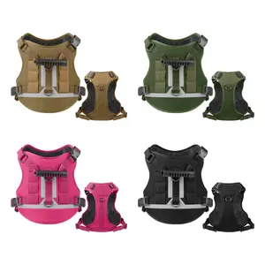 Adjustable Tactical Dog Harness Vest with Handle, Reflective Military Style for Large Dogs, Outdoor Hiking Training Pet Backpack, Reflective Strip Harness, Safety Harness, Adjustable Fit