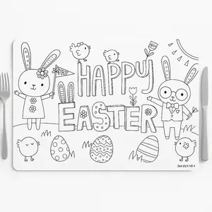 "Happy Easter" Kids Coloring Placemats - 24 Pack
