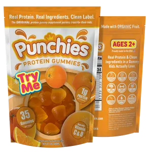 Punchies Protein Gummies for Kids | Whey, Collagen, Vitamin D, Vitamin C | Orange