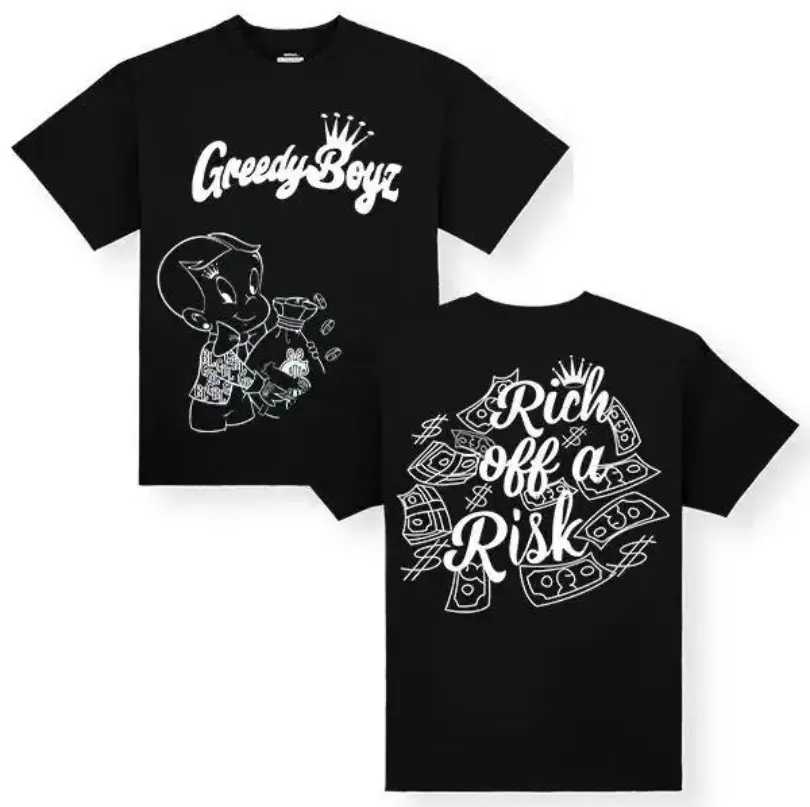 Casual Cotton Unisex Short Sleeve T-shirt with "Rich off a Risk" Design - Machine Washable - All Seasons - Classic StyleNovelty Graphic T Shirt funny tshirt Undershirts Tees Casual Streetwear Classic Plain Men's Women Cotton Moisture