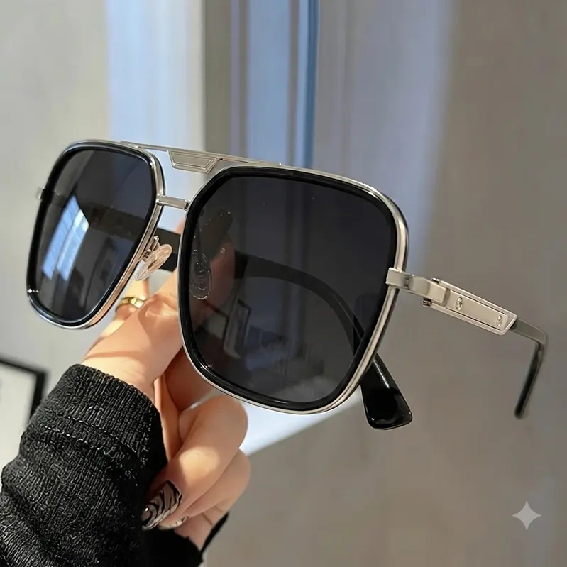 【SummerVibes】Retro Polygon Aviator Sunglasses for Men Women  Trendy Square Sun Glasses Stylish Pilot Shades  for Beach Travel School