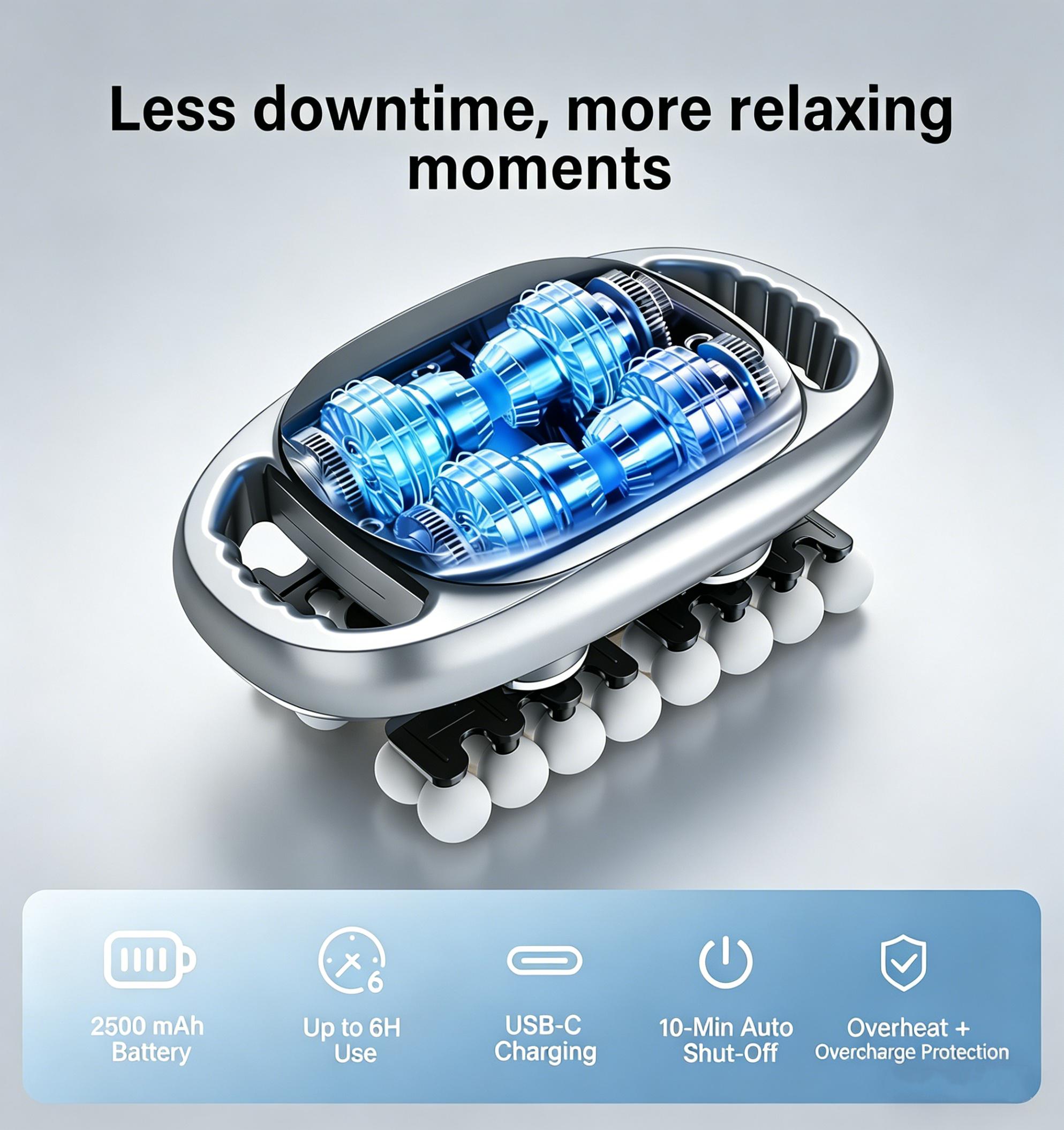 42/12-Head Quiet Massage Gun with Red Light Therapy, Deep Tissue Percussion Massager for Muscle Recovery & Pain Relief, Suitable for Back, Shoulders, Legs & Foot, Great Gift for Friends and Family