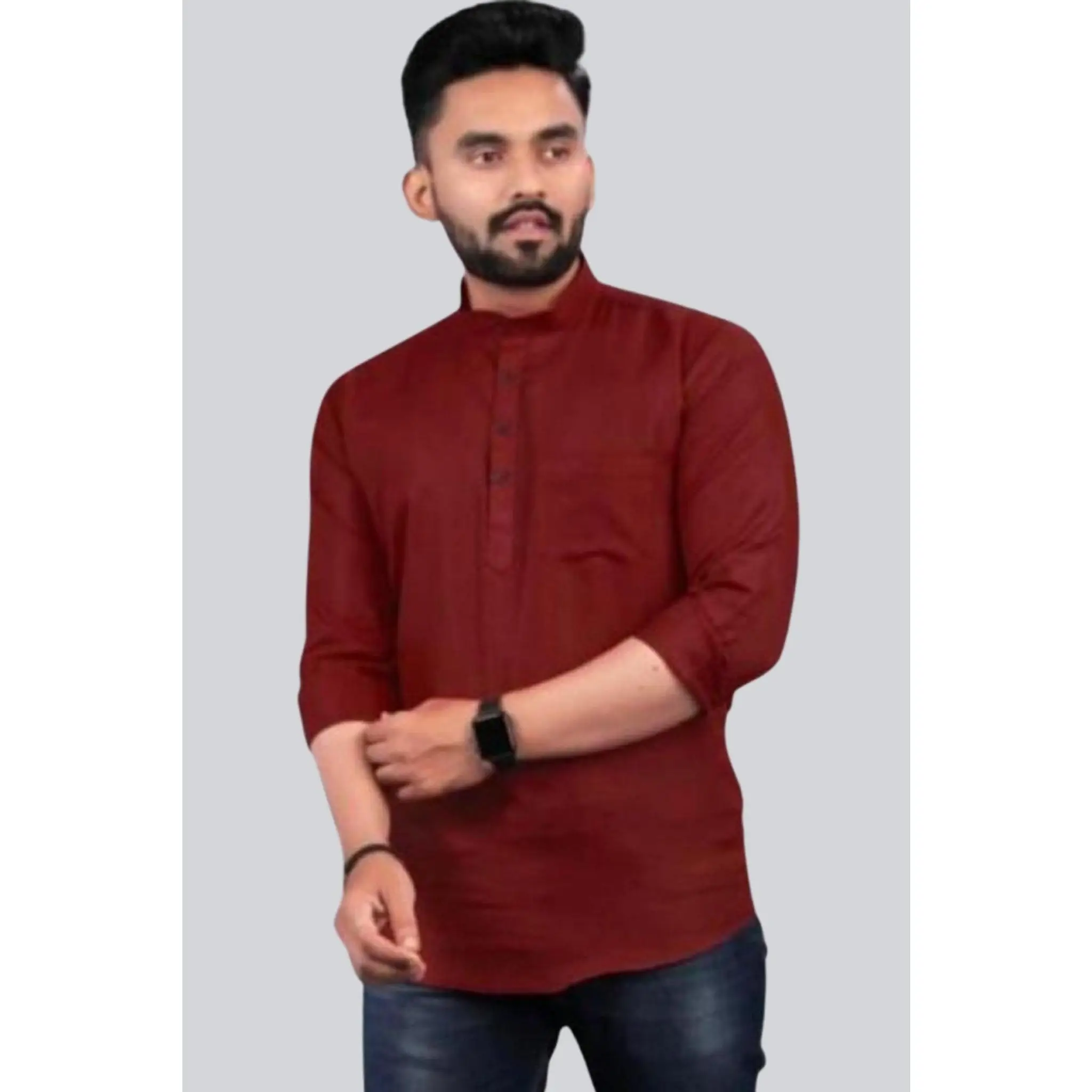 Trendy Cotton Partywear Short Kurtas for Men by JCS Fashions