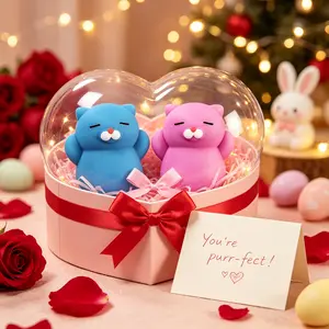 Squishy Kawaii Cat Set! 2" Soft Silicone Stress Relief Fidget Toy – Cute Gift for Teens & Adults Sensory ball