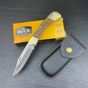 Outdoor Folding Knife with Brass Blade and Wooden Handle, Vintage Design Portable Food Handling Tool, Outdoor Camping Knives, High-Quality Gift for Men