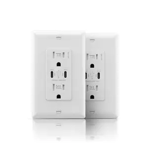 65W USB C Outlet, Power Delivery 15 Amp Wall Receptacle with Dual Type C Ports, USB  Power Socket for Laptop, MacBook, , iPad, ETL & FCC Listed, White, 2 Pack