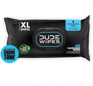 Flushable Wipes - 3 Packs, 48 Wipes/ Pack - Unscented Extra-Large Adult Wet Wipes - Vitamin-E & Aloe for at-Home Use - Septic and Sewer Safe