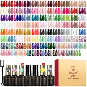 ROSALIND 100 Pcs Gel Nail Polish Set, 63 Color UV Gel Polish Kit with Base & Top Coat, 21 Cat Eye & Blooming Gel for Nail Art Salon nail polish