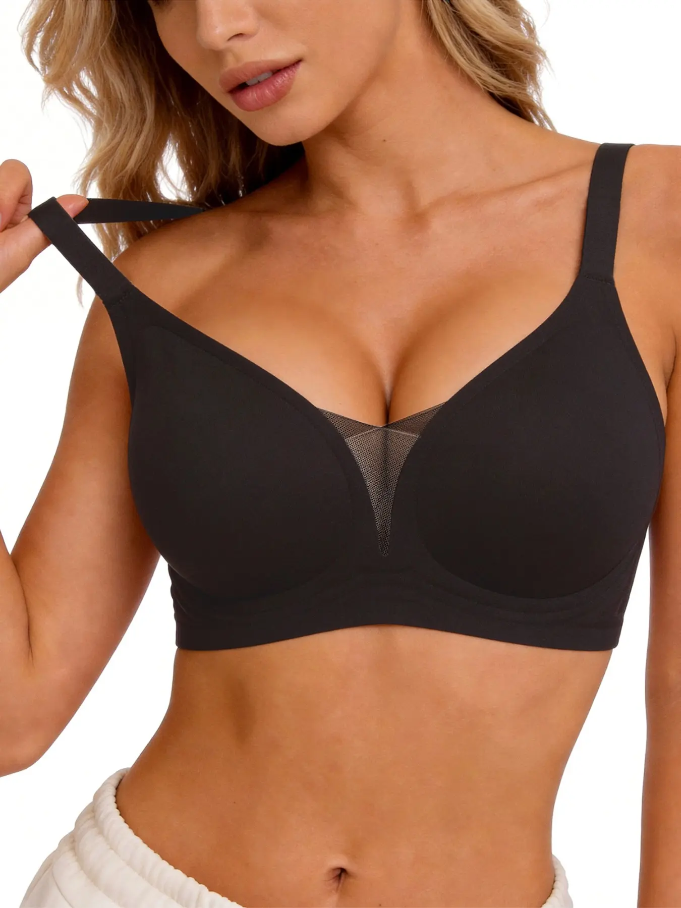 Deep V Mesh Jelly Bra For Women, Wireless Push Up Natural LIft & Support, Elegant Seamless Smooth Invisible Lingerie, Breathable Lightweight For Summer, Everyday Comfort Bralette For Home & Work, Push Up Bralettes, Perfect Mother's Day Gift