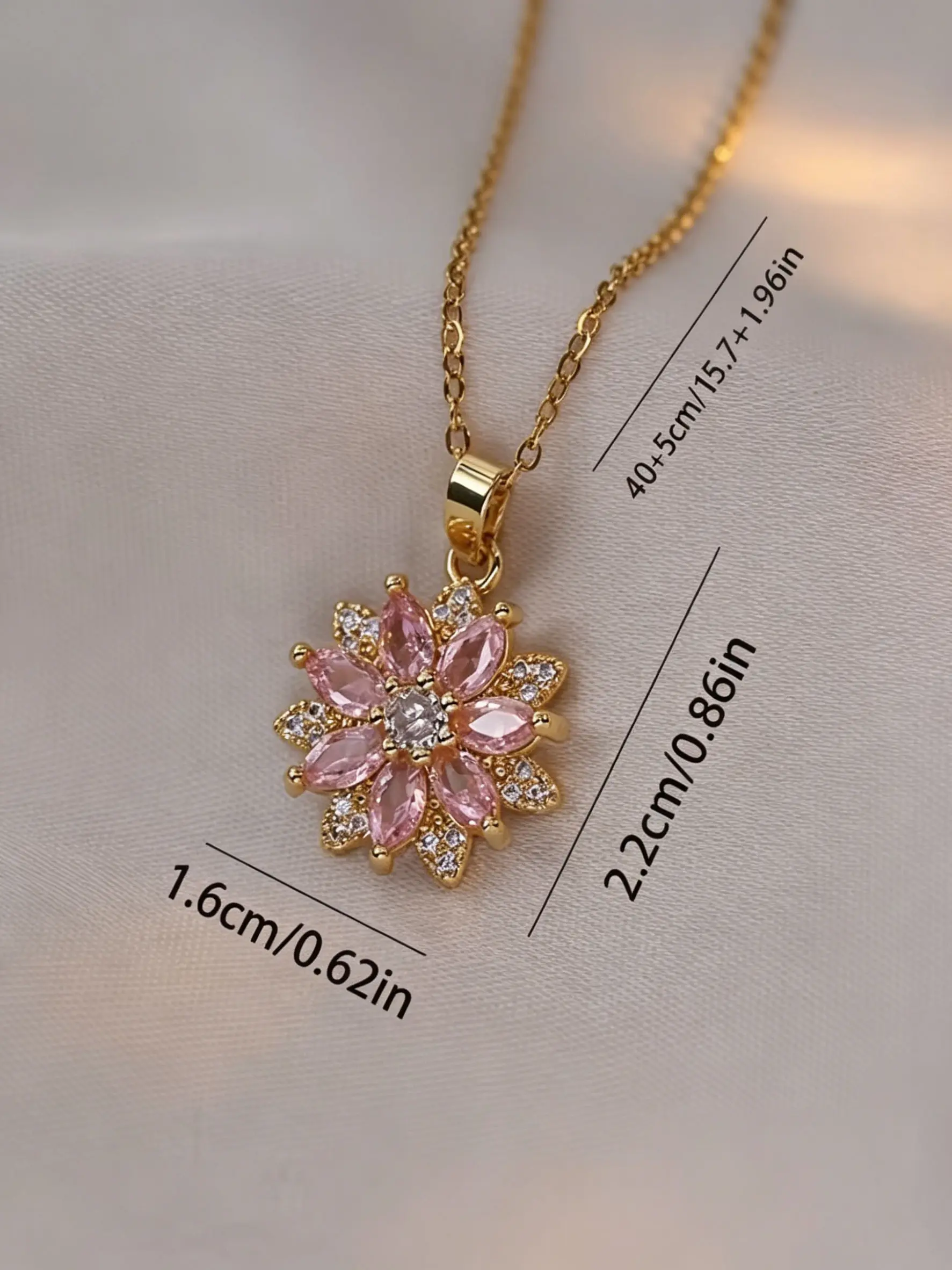 Crystal Flower Pendant Necklace, 14k, Dainty & Elegant Jewelry for Women, Perfect Gift for Her, Stylish Accessory, Decorative Necklace
