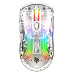 Luminous Wireless Bluetooth Three-Mode Transparent RGB Mechanical Mouse Gaming E-Sports Silent Mouse