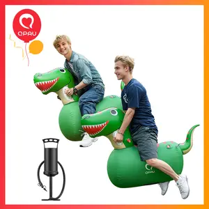 QPAU Inflatable Bouncy Dinosaur Toys & Children's Day Gifts 1/2 PCS with Hand Pump, Heavy Duty Giant Bouncy Pal, 220lbs Load Capacity, Ride On Bouncy Animal Hopper Toy, Indoor Outdoor Bouncers for Girls Boys Ages 5+ Adventure Durable Laughter outdoorfun