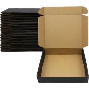 24 Pack 13x10x2 Inches Black Shipping Boxes,3 Layers Corrugated Cardboard Box, Mailer Boxes for Packaging Mailing Gifts Digest Book Giving ProductsWrap Boxes with  (13''x10''x2'')