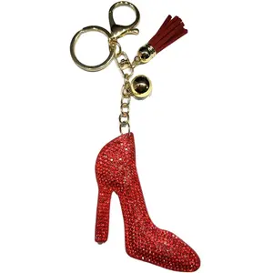 High Heel Red Bling Keychain, Rhinestone design, Tassel Decor Sport Keychain for Men, Women, Kids Bling Backpack Keyrings, Purse Charms