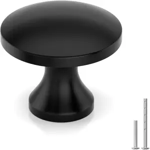 25 Pack Black Cabinet Knobs for Dresser Drawers Round Black Drawer Pulls Kitchen Cabinet Handles Zinc Alloy Hardware