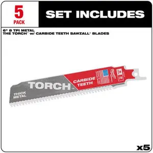 Milwaukee 48-00-5501 5PC 6" 8TPI The TORCH with CARBIDE TEETH