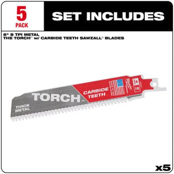 Milwaukee 48-00-5501 5PC 6-Inch 8TPI The TORCH Hand Saw with Carbide Teeth, 6 Inches