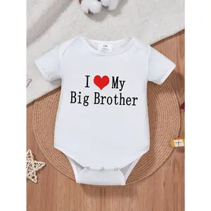 I Love My Big Brother Baby Onesie Unisex Short Sleeve Bodysuit Summer Letter Print Baby Boy Girl Casual Outfit