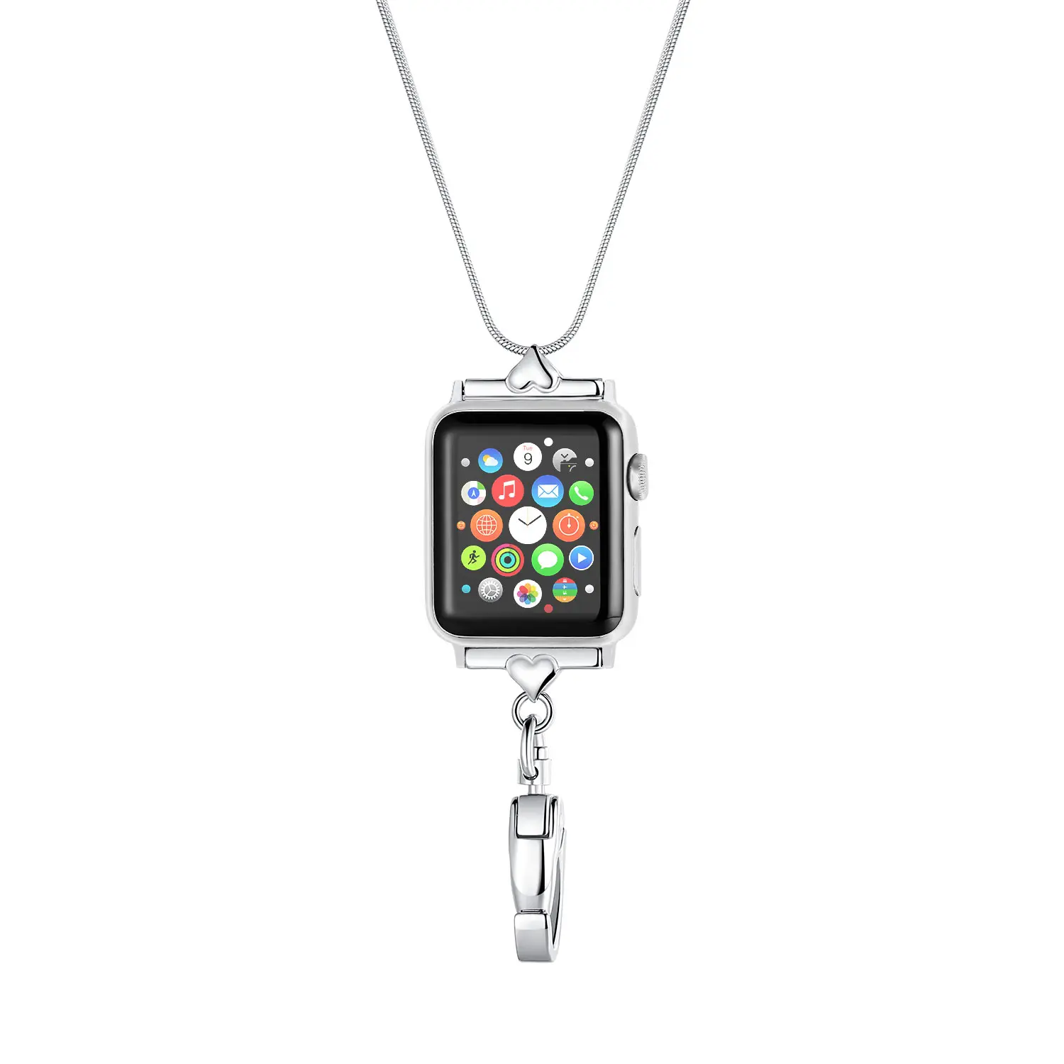Divoti iWatch Necklace Adapter Compatible with Watch | ID Badge Holder Necklace, Series 38/40 / 41mm | Stylish & Durable Stainless Steel | Snake Chain Strap Replacement Wearable Women & Men