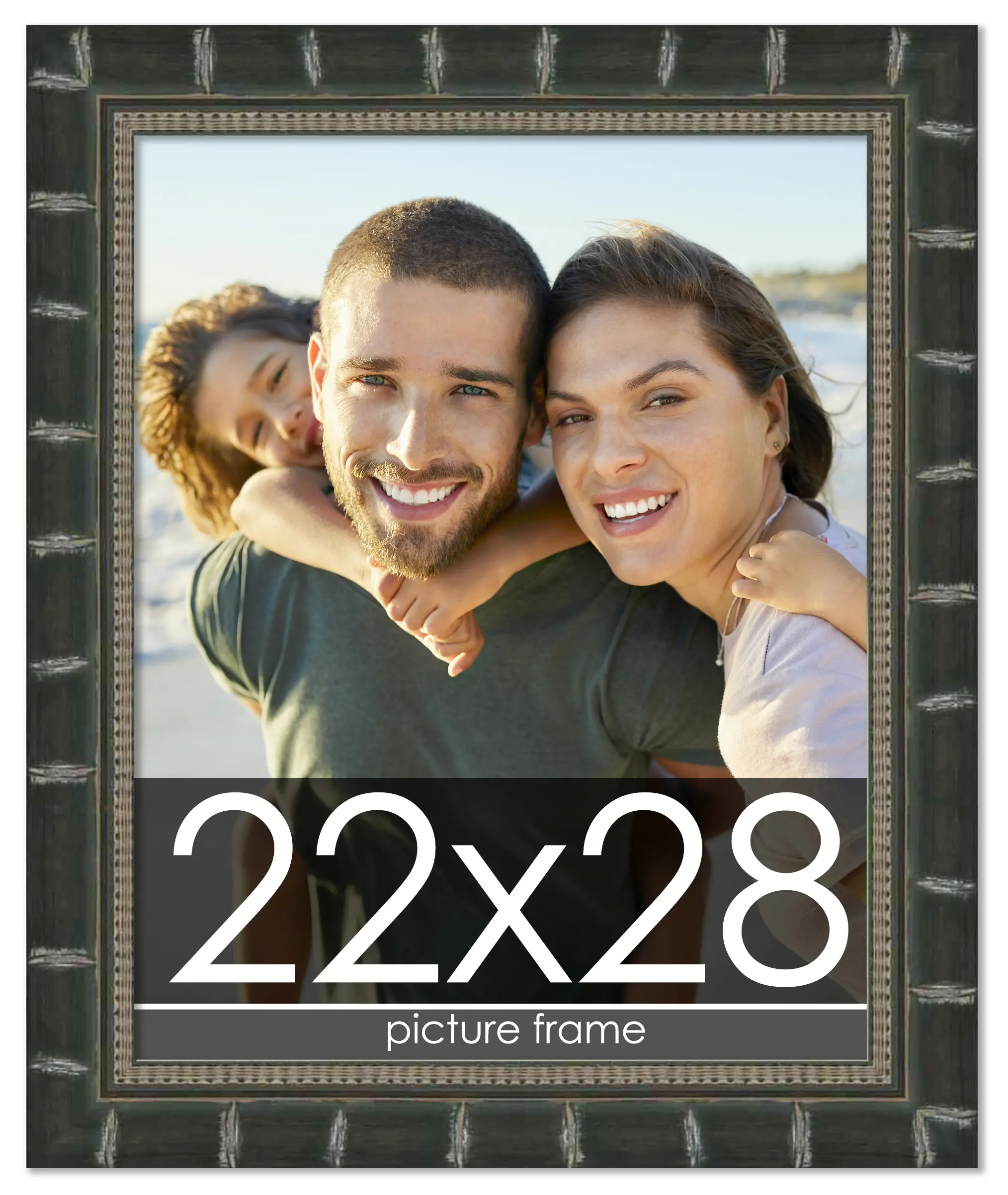 22x28 Black Modern Bamboo Picture Frame - UV Acrylic, Foam Board Backing, Hanging Hardware