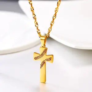 U7 Cross Necklace For Unisex Inspirational Sport Pendant Gift Stainless Steel Jewelry