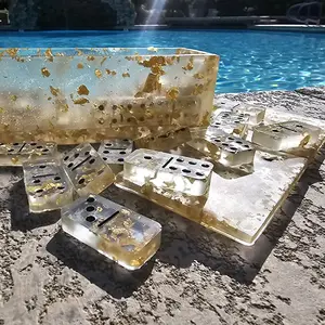 Luxury Gold Leaf Resin Domino Set – Handmade Double Six Dominoes | Limited Edition Artisan Set