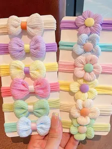 6pcs Candy Color Elastic Hairbands, Scrunchies, Floral & Bowknot Decorative Hair Ties and Hair Ropes, Perfect for Daily Style, Parties, Gifts