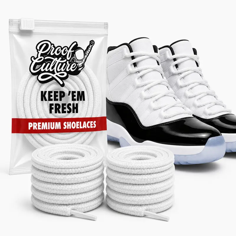 Jordan 11 Shoe Laces, 1:1 Flagship Round Rope Profile Shoelaces with Aglets for Sneakers, Vintage Look Sports Footwear Shoe Laces For Sneakers Sports Shoelaces