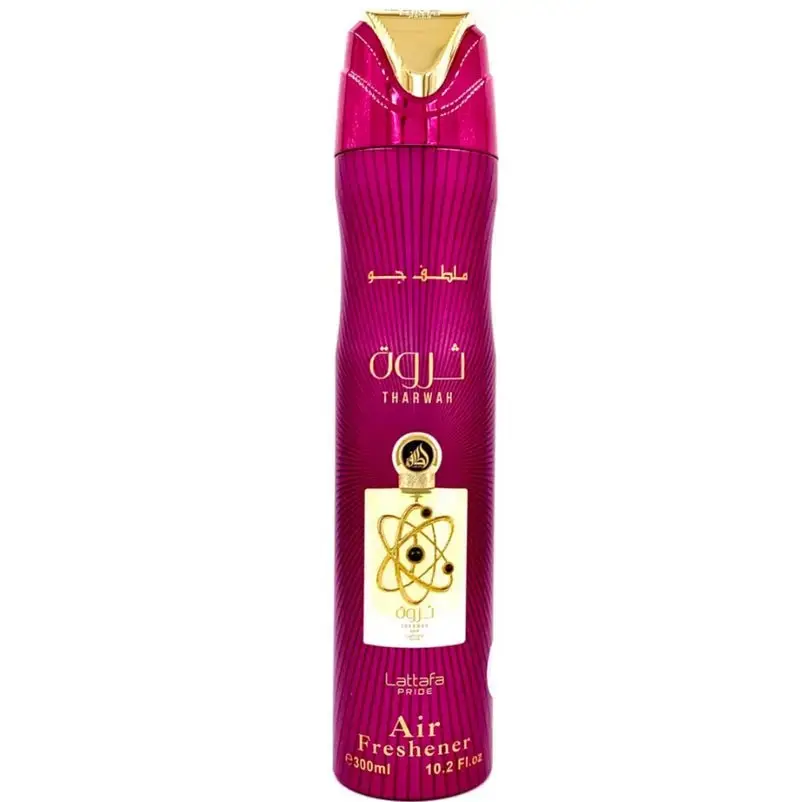 Lattafa Tharwah Gold Room Spray - Saffron Oud Amber - Long-Lasting Home Fragrance Mist for Bedroom and Living Room, 10.1 Ounce / 300 ml