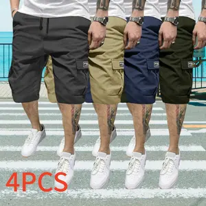 Men’s 4-Pack Cargo Shorts, Summer Trendy Casual Shorts, Multi-Pocket Design, Durable Fabric, Anti-Pilling, Wear-Resistant, Tear-Resistant, Comfortable and Breathable, Stylish and Versatile, Suitable for Outdoor Leisure
