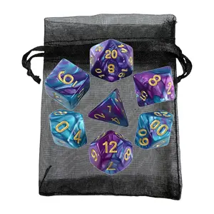 Fantasy Magic Dice Set, 7 Acrylic Polyhedral Dice, Ideal for Dnd Board Games and Math Teaching, Essential Gaming Accessories