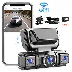 360 Degree View 4 Channel Dash Cam Front and Rear Inside Left Right, Dash Camera for Cars, Built-in GPS WiFi Night Vision, 24/7 Recording Parking Mode Monitor, Free 64G Card Automotive Dashcam Interior Dashcam