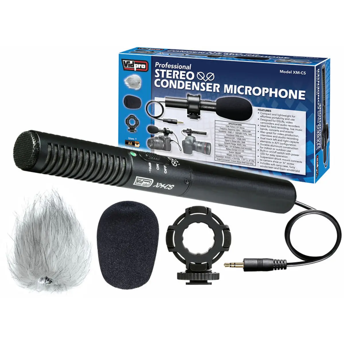 VidPro XM-CS Condenser Stereo XY Microphone Kit, Durable Condenser Mic for Audio Recording with Noise Reduction