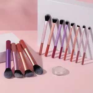12/14pcs Professional Makeup Brush Set with Brightly Colored Brushes, Includes Powder Brush Contour Brush Foundation Brush Eyeliner Brush Diagonal Eyebrow Brush and Concealer Brush with Triangular Powder Puff Suitable for All Skin Types